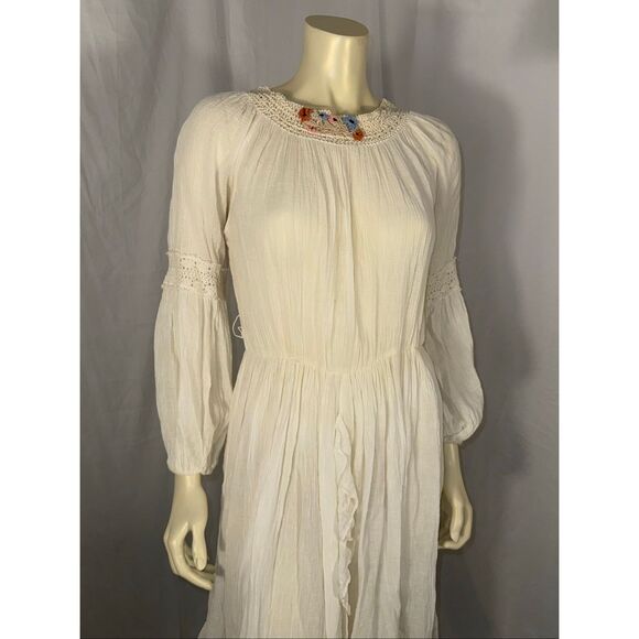 Vintage Danuta Kraft San Francisco White Boho Prairie Maxi Dress – Crochet Flora - Picture 4 of 14